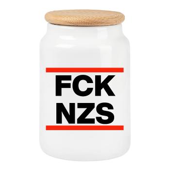 FCK NZS! STATEEMEENT GEGEN NEONAZIS FÜR BUNTES DE - Keksdose mit Holzdeckel - Weiß - Vorne