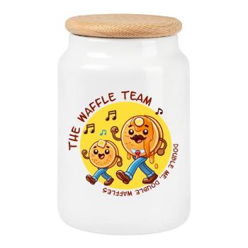 Team Waffle - Cookie Jar with Wooden Lid - white - Front
