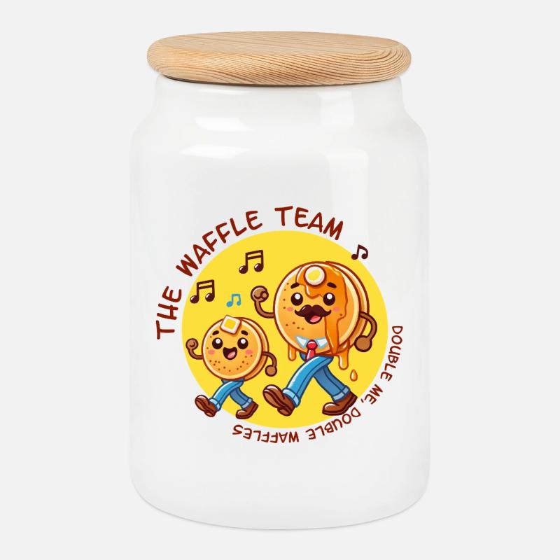 Team Waffle - Cookie Jar with Wooden Lid - white