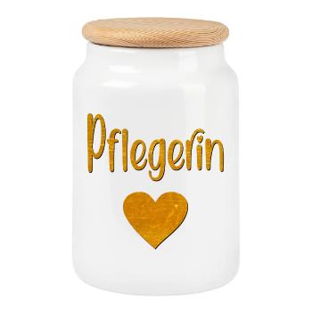 Nurse Heart - Cookie Jar with Wooden Lid - white - Front
