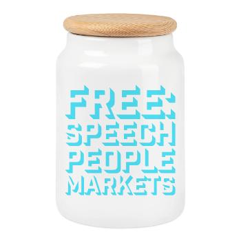 Marché de la liberté d’expression Peuple Libertarian Freedom Logo - Boîte à biscuits avec couvercle en bois - blanc - Devant