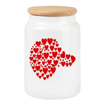 Chiens teckels - Cœur de tête - Boîte à biscuits avec couvercle en bois - blanc - Devant