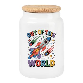Out Of This World - Keksdose mit Holzdeckel - Weiß - Vorne