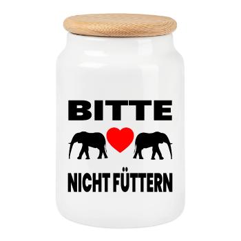 Elefanten - Keksdose mit Holzdeckel - Weiß - Vorne