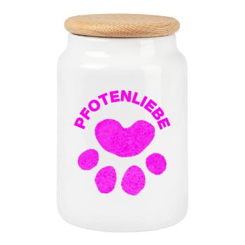 PFOTENLIEBE! TIERLIEBE PETLOVE HUNDELIEBE CATLOVER - Keksdose mit Holzdeckel - Weiß - Vorne