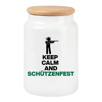 KEEP CALM AND SCHÜTZENFEST! PROTECT - Cookie Jar with Wooden Lid - white - Front
