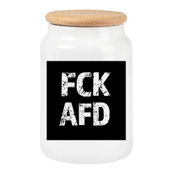 Lettrage grossier sur black fck afd - Boîte à biscuits avec couvercle en bois - blanc - Devant