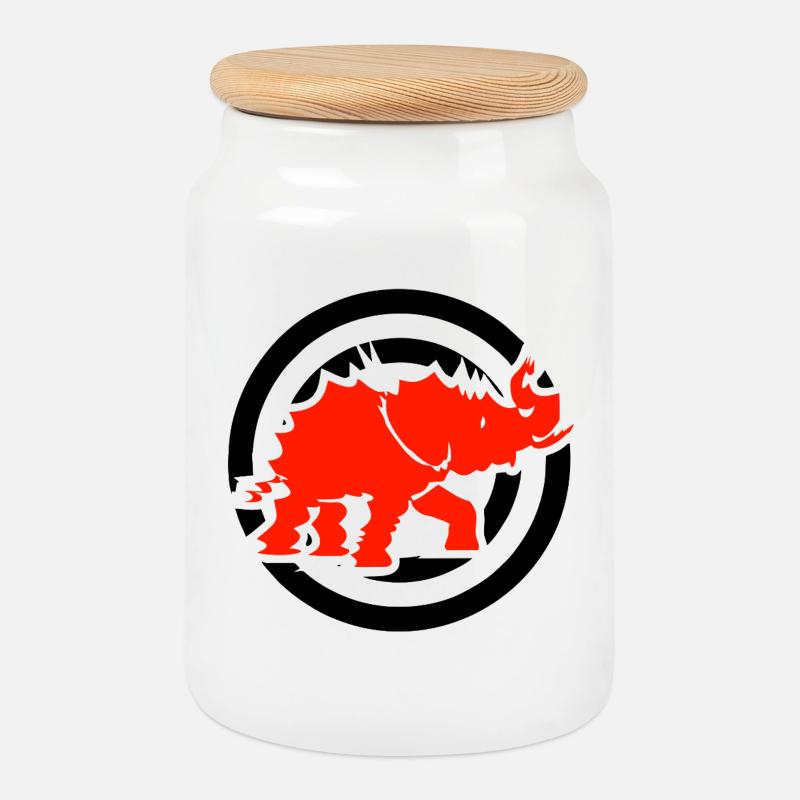 elephant - Cookie Jar with Wooden Lid - white