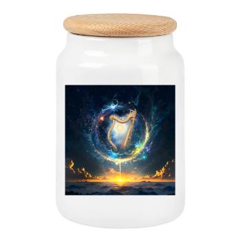 Harfe in Cosmic Dawn - Keksdose mit Holzdeckel - Weiß - Vorne
