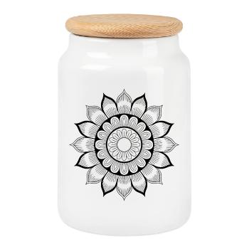 Mandala - Keksdose mit Holzdeckel - Weiß - Vorne