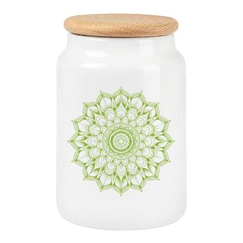 Mandala - Keksdose mit Holzdeckel - Weiß - Vorne