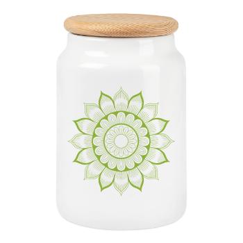 Mandala - Keksdose mit Holzdeckel - Weiß - Vorne