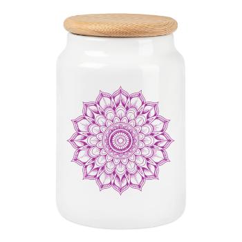 mandala - Boîte à biscuits avec couvercle en bois - blanc - Devant