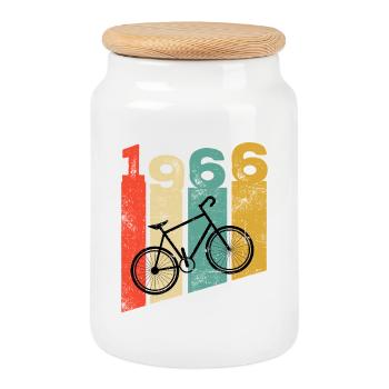 Vintage 1966 - Keksdose mit Holzdeckel - Weiß - Vorne