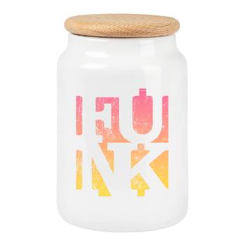 Funk Vintage - Cookie Jar with Wooden Lid - white - Front