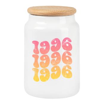 Vintage 1996 - Keksdose mit Holzdeckel - Weiß - Vorne