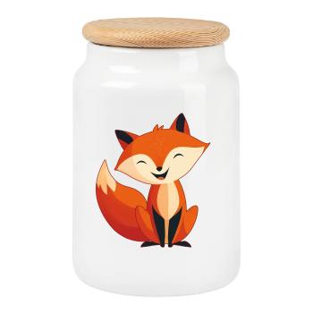 Bezaubernder kleiner Fuchs, süßes Kind-Illustration - Keksdose mit Holzdeckel - Weiß - Vorne