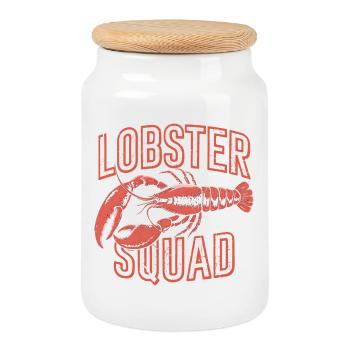 Équipe de fruits de mer vintage de la Lobster Squad - Boîte à biscuits avec couvercle en bois - blanc - Devant