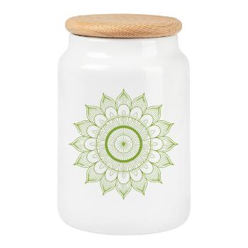 mandala - Boîte à biscuits avec couvercle en bois - blanc - Devant