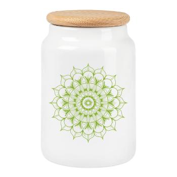 Mandala - Keksdose mit Holzdeckel - Weiß - Vorne