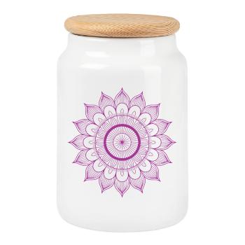 Mandala - Boîte à biscuits avec couvercle en bois - blanc - Devant