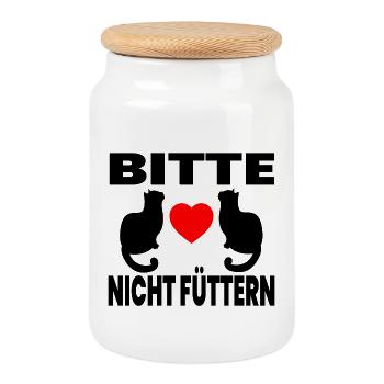 Katzen - Keksdose mit Holzdeckel - Weiß - Vorne