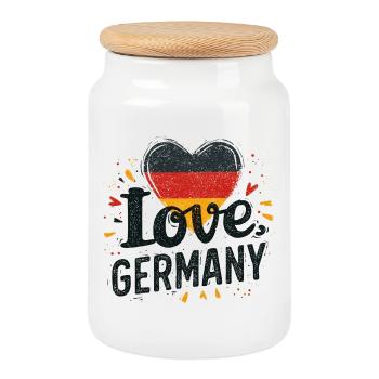 Germany Love - Cookie Jar with Wooden Lid - white - Front