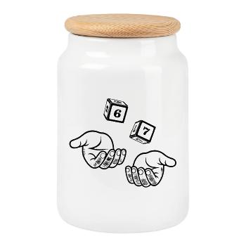 67 Six Seven - Cookie Jar with Wooden Lid - white - Front