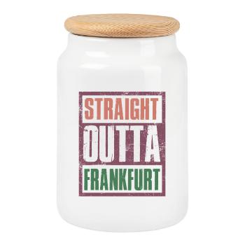 Straight Outta Frankfurt - Cookie Jar with Wooden Lid - white - Front
