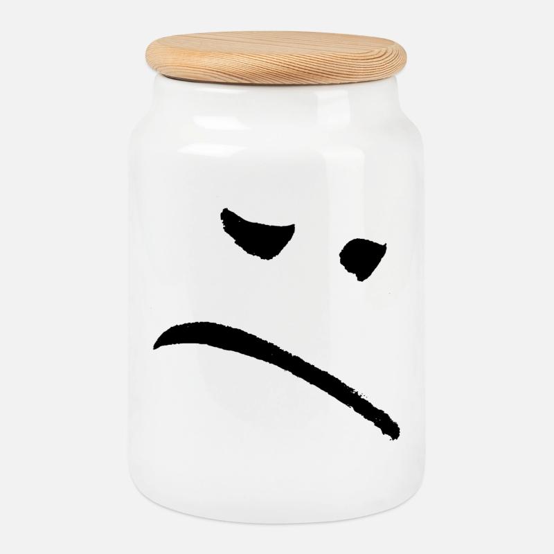 Sady Sad - Cookie Jar with Wooden Lid - white