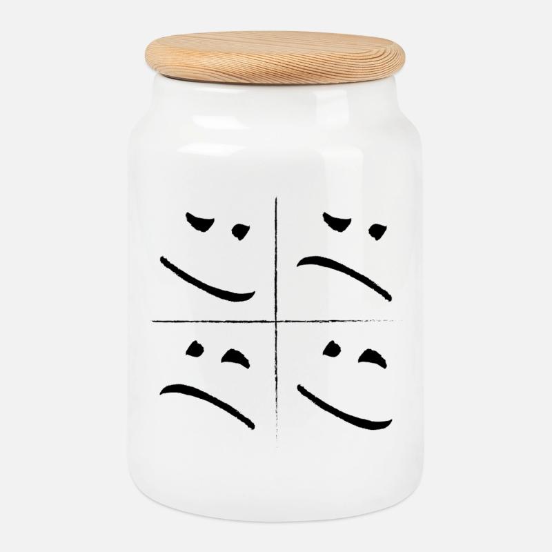 split face sad good - Keksdose mit Holzdeckel - Weiß