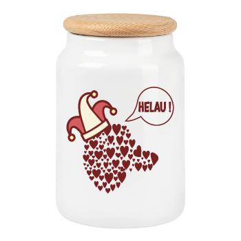 Carnaval de costumes de teckel Helau - Boîte à biscuits avec couvercle en bois - blanc - Devant