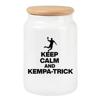 KEEP CALM & KEMPA-TRICK! DEUTSCHLAND HANDBALL - Keksdose mit Holzdeckel - Weiß - Vorne
