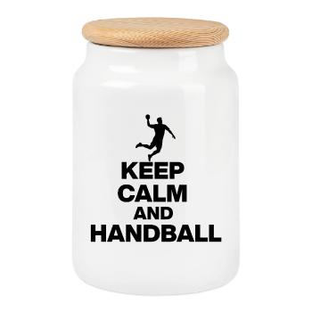 KEEP CALM AND HANDBALL! DEUTSCHLAND EUROPAMEISTER - Keksdose mit Holzdeckel - Weiß - Vorne