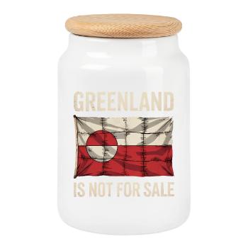 Grönland steht nicht zum Verkauf! - Grönland / Grønland - Keksdose mit Holzdeckel - Weiß - Vorne