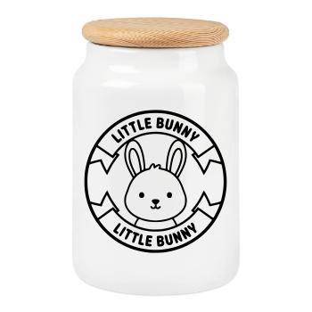 Logo Petit Lapin Bébé Mignon - Boîte à biscuits avec couvercle en bois - blanc - Devant