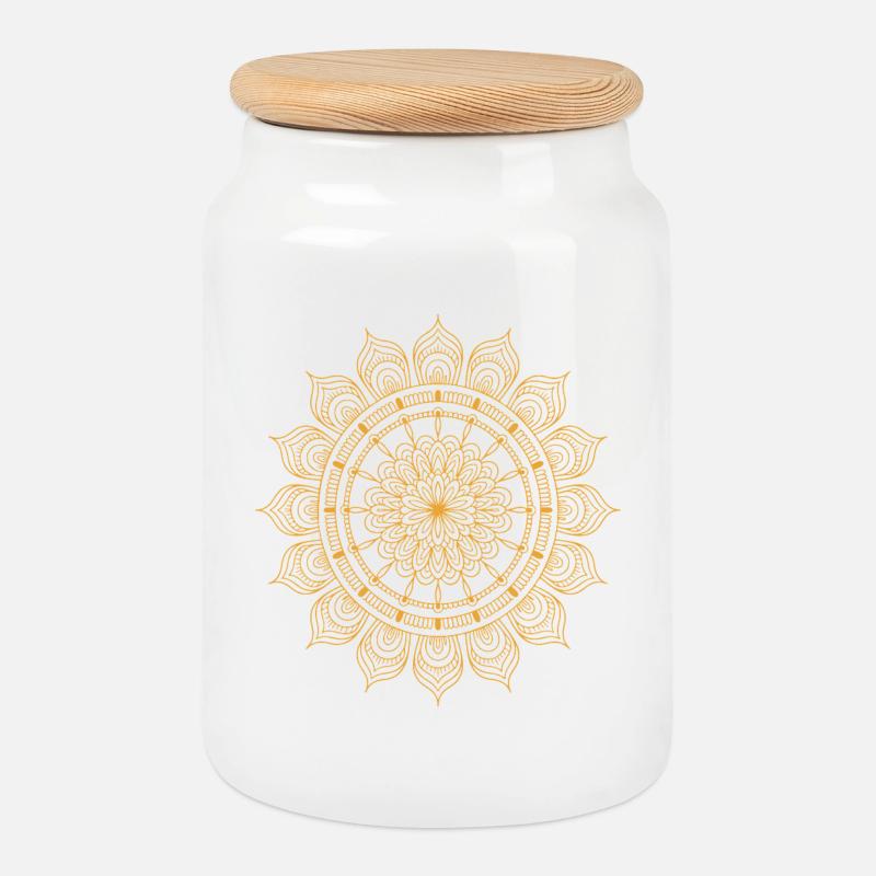 Mandala - Keksdose mit Holzdeckel - Weiß