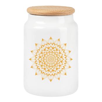 Mandala - Keksdose mit Holzdeckel - Weiß - Vorne