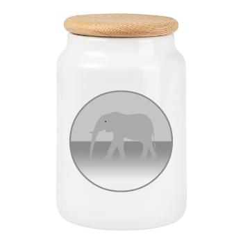Éléphant - Boîte à biscuits avec couvercle en bois - blanc - Devant