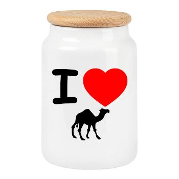 Dromedary - Cookie Jar with Wooden Lid - white - Front