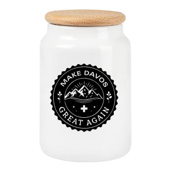 MAKE DAVOS GREAT AGAIN - Keksdose mit Holzdeckel - Weiß - Vorne