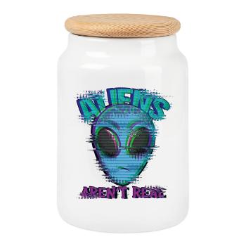 Bizarre, ce n’est pas un vrai bug extraterrestre - Boîte à biscuits avec couvercle en bois - blanc - Devant