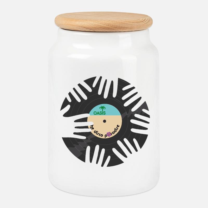 Disco Oasi Tropical - Cookie Jar with Wooden Lid - white
