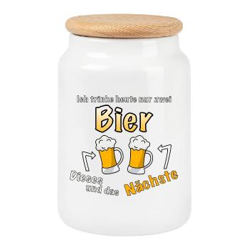 Another beer, please - Cookie Jar with Wooden Lid - white - Front