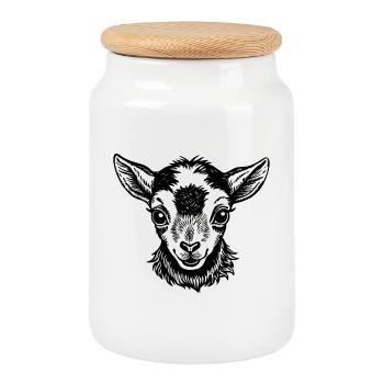 Visage de chevreau bébé - Boîte à biscuits avec couvercle en bois - blanc - Devant