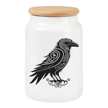 Raven Tribal Noir - Boîte à biscuits avec couvercle en bois - blanc - Devant