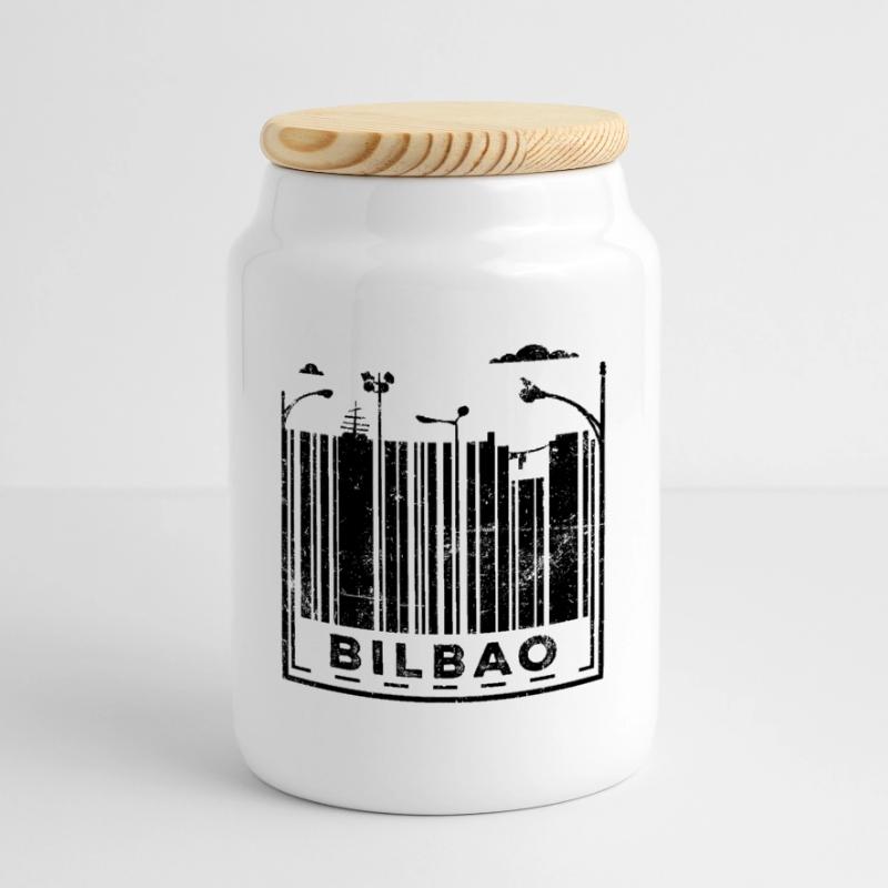 Bilbao barcode Cookie Jar with Wooden Lid