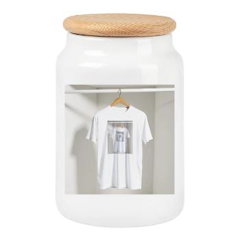 Gerahmtes Spiegel-T-Shirt - Keksdose mit Holzdeckel - Weiß - Vorne