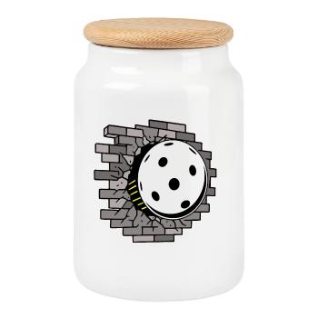 Floorball, Wall Breakthrough - Cookie Jar with Wooden Lid - white - Front