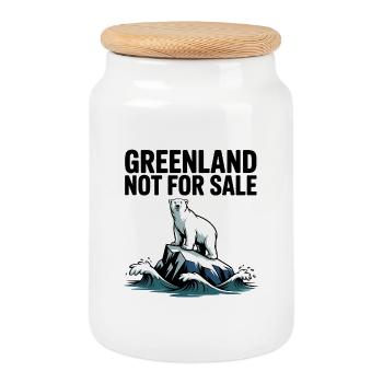 Greenland is not for Sale! - Greenland / Grønland  - Cookie Jar with Wooden Lid - white - Front